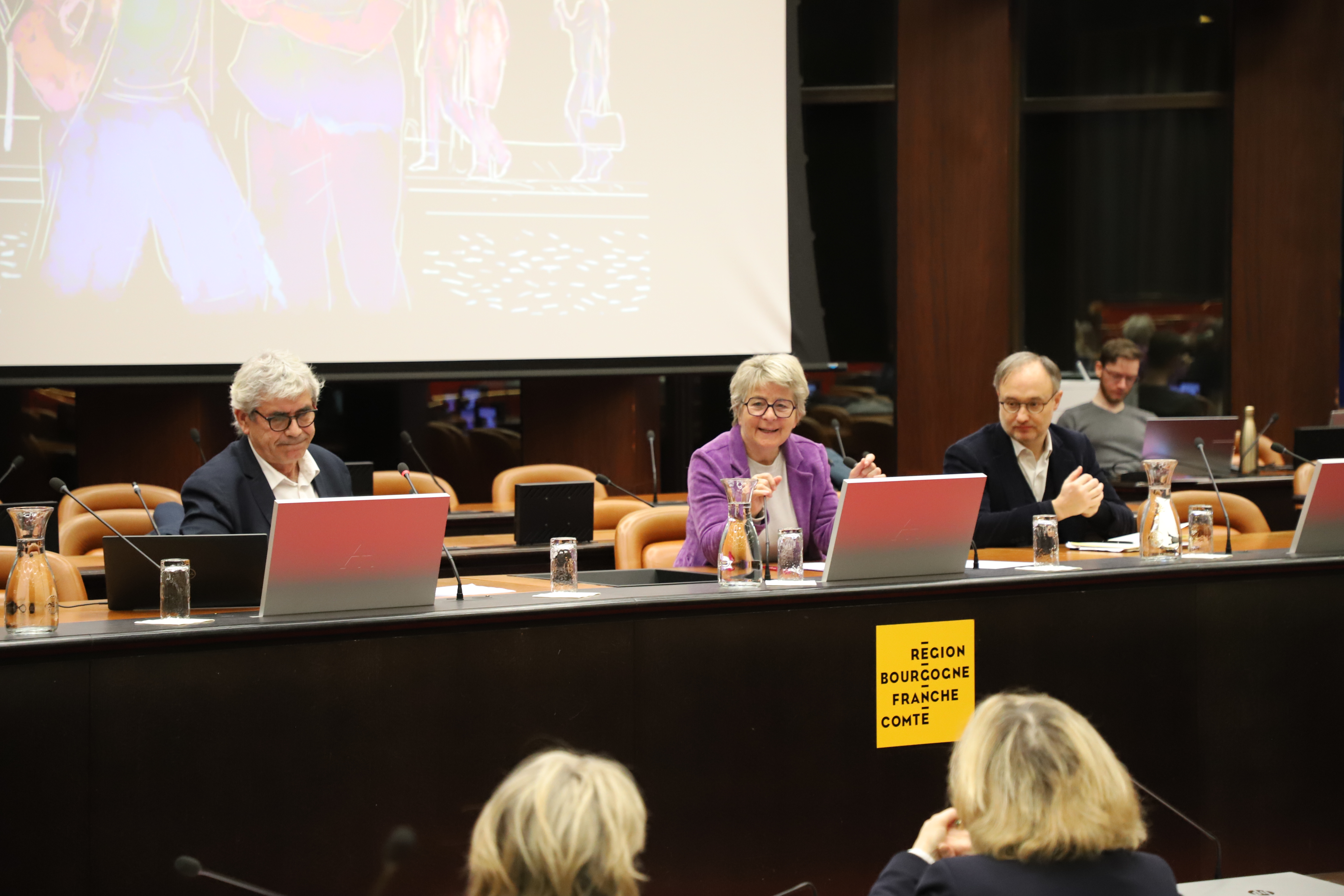 Régis Aubry, Marie-Guite Dufay et Franck Mouthon ont présenté le projet - Crédit Océane Lavoustet / Région Bourgogne-Franche-Comté