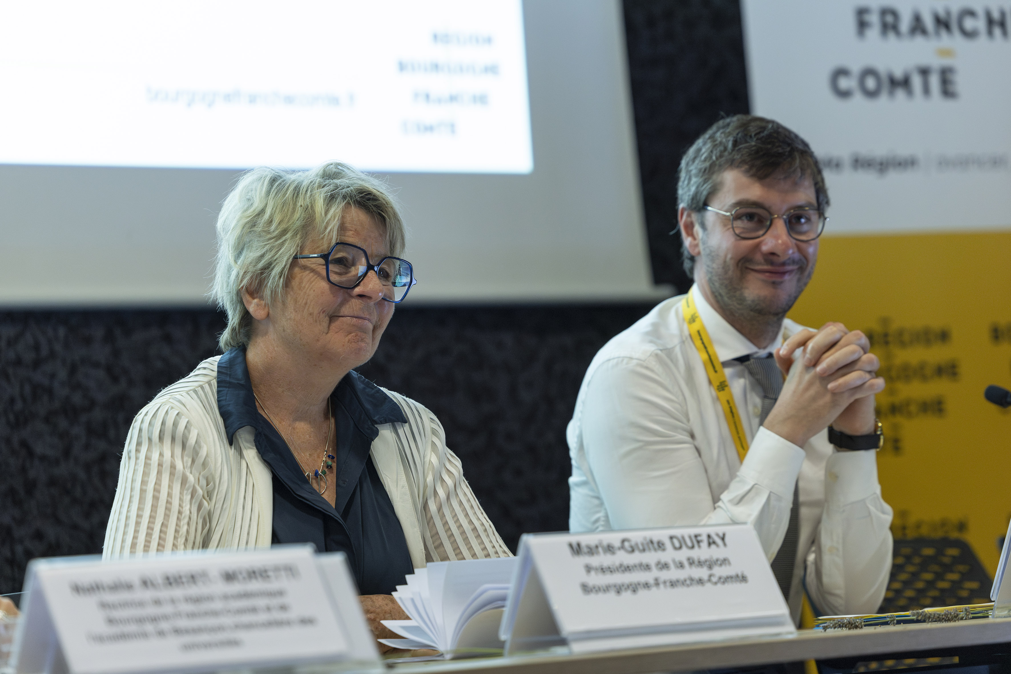 Marie-Guite Dufay et Willy Bourgeois aux rencontres estivales des proviseurs et la Région, jeudi 10 juillet 2025 à Dole - Photo David Cesbron