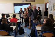 La Présidente Marie-Guite Dufay, accompagnée de Stéphane Guiguet, vice-président en charge des lycées et de l’apprentissage, a inauguré le raccordement à la fibre du lycée Stephen Liegeard, à Brochon (21), mardi 5 mars 2019 - Crédit photo DR