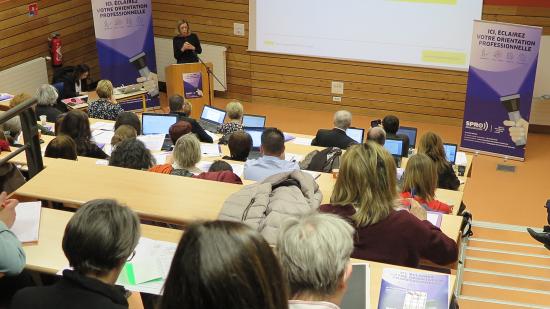 100 professionnels de l’orientation sont venus de toute la Bourgogne-Franche-Comté pour la troisième journée régionale des acteurs du SPRO, jeudi 4 avril 2019 - Photo DR