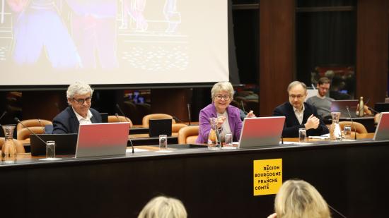Régis Aubry, Marie-Guite Dufay et Franck Mouthon ont présenté le projet - Crédit Océane Lavoustet / Région Bourgogne-Franche-Comté