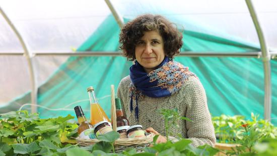 Sylvie Bugnon, responsable du Potager des Jeunes Pousses, à Grosmagny (Territoire de Belfort) - Photo Emma Miskizak
