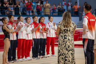 L'équipe de gymnastique de Chine.