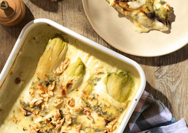 Gratin d'endives au Bleu de Gex - Photo Image et associés